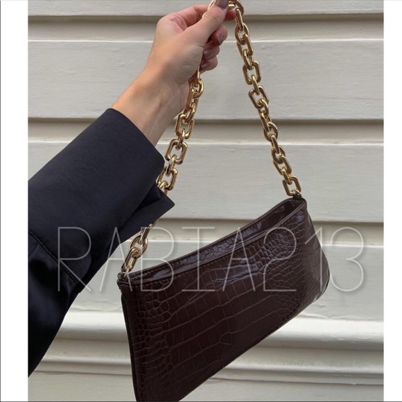 Zara Handbags - Zara Burgundy Brown Fall Chain Strap Animal Embossed Shoulder Bag